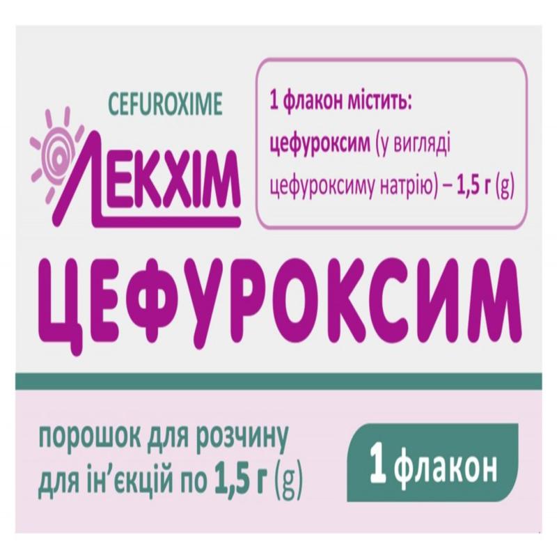 ЦЕФУРОКСИМ, порошок для розчину для ін`єкцій по 1,5 г у флаконі №1